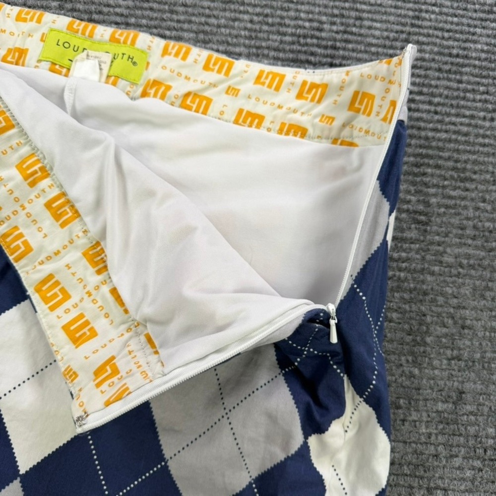 Loudmouth Ladies Golf Skort Women 16 Nevada Wolf Pack Argyle Navy White Grey - Picture 6 of 15